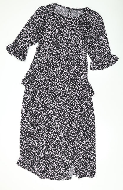 Dorothy Perkins Womens Purple Geometric Polyester Maxi Size 10 Round Neck Zip