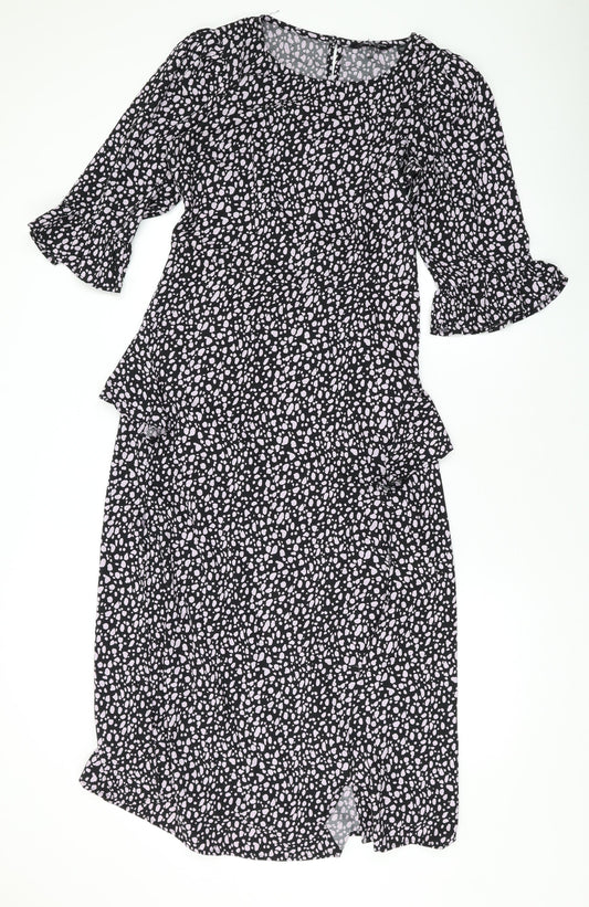 Dorothy Perkins Womens Purple Geometric Polyester Maxi Size 10 Round Neck Zip