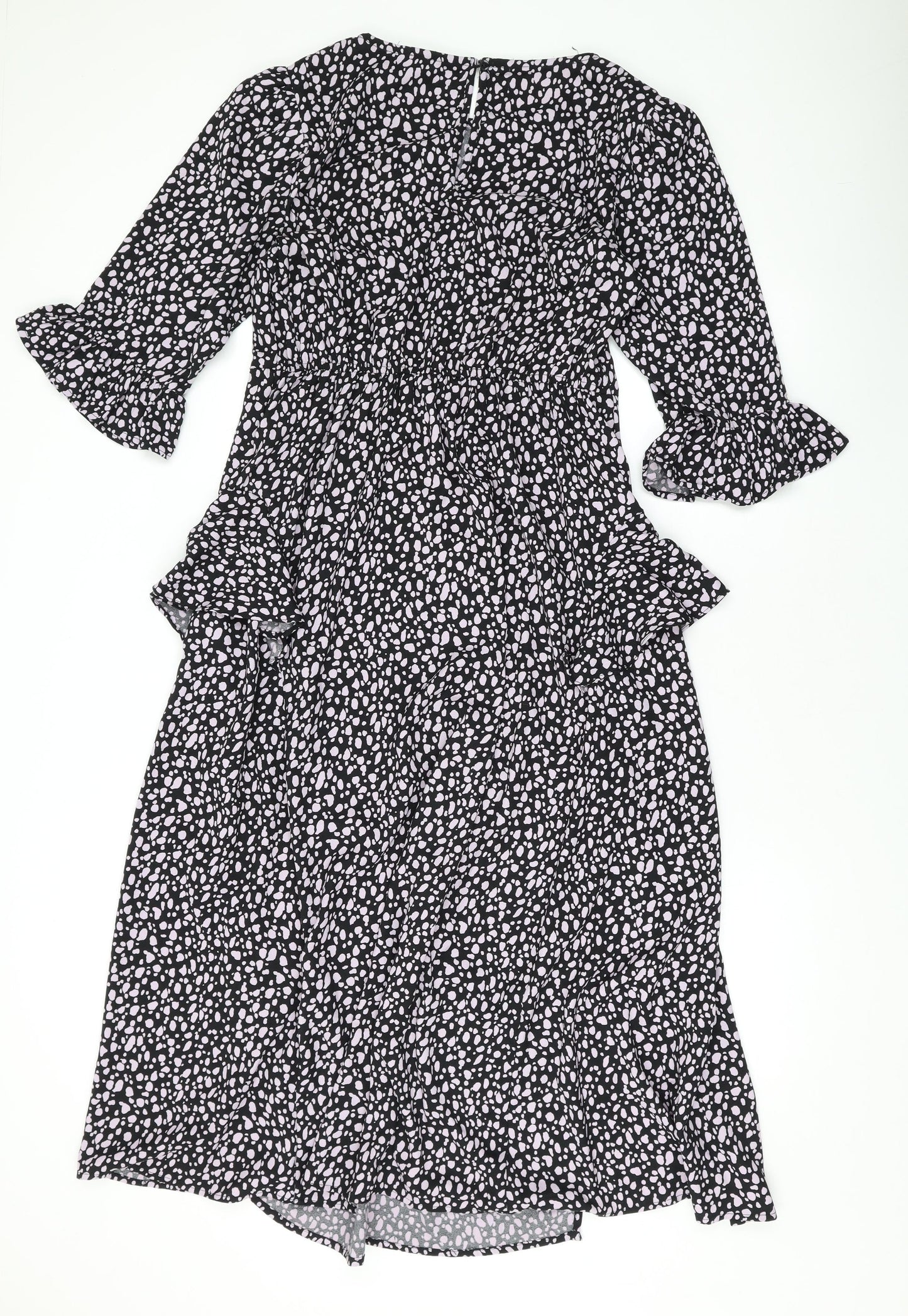 Dorothy Perkins Womens Purple Geometric Polyester Maxi Size 10 Round Neck Zip