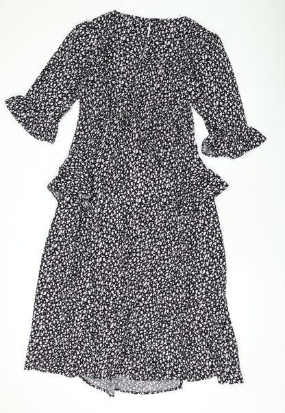 Dorothy Perkins Womens Purple Geometric Polyester Maxi Size 10 Round Neck Zip