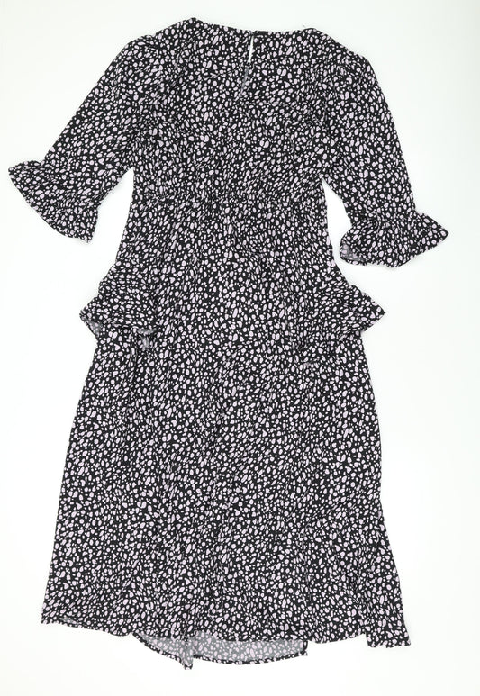 Dorothy Perkins Womens Purple Geometric Polyester Maxi Size 10 Round Neck Zip