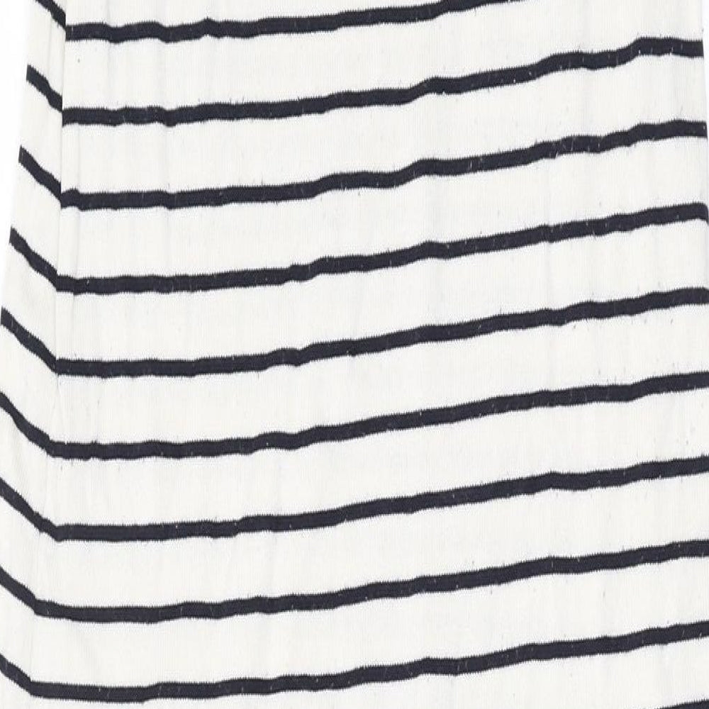 Zara Womens Ivory Striped Acrylic Maxi Size S Scoop Neck Pullover