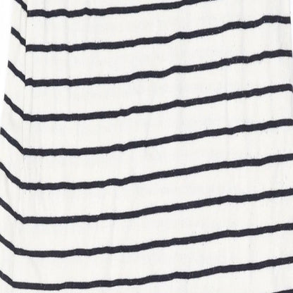 Zara Womens Ivory Striped Acrylic Maxi Size S Scoop Neck Pullover