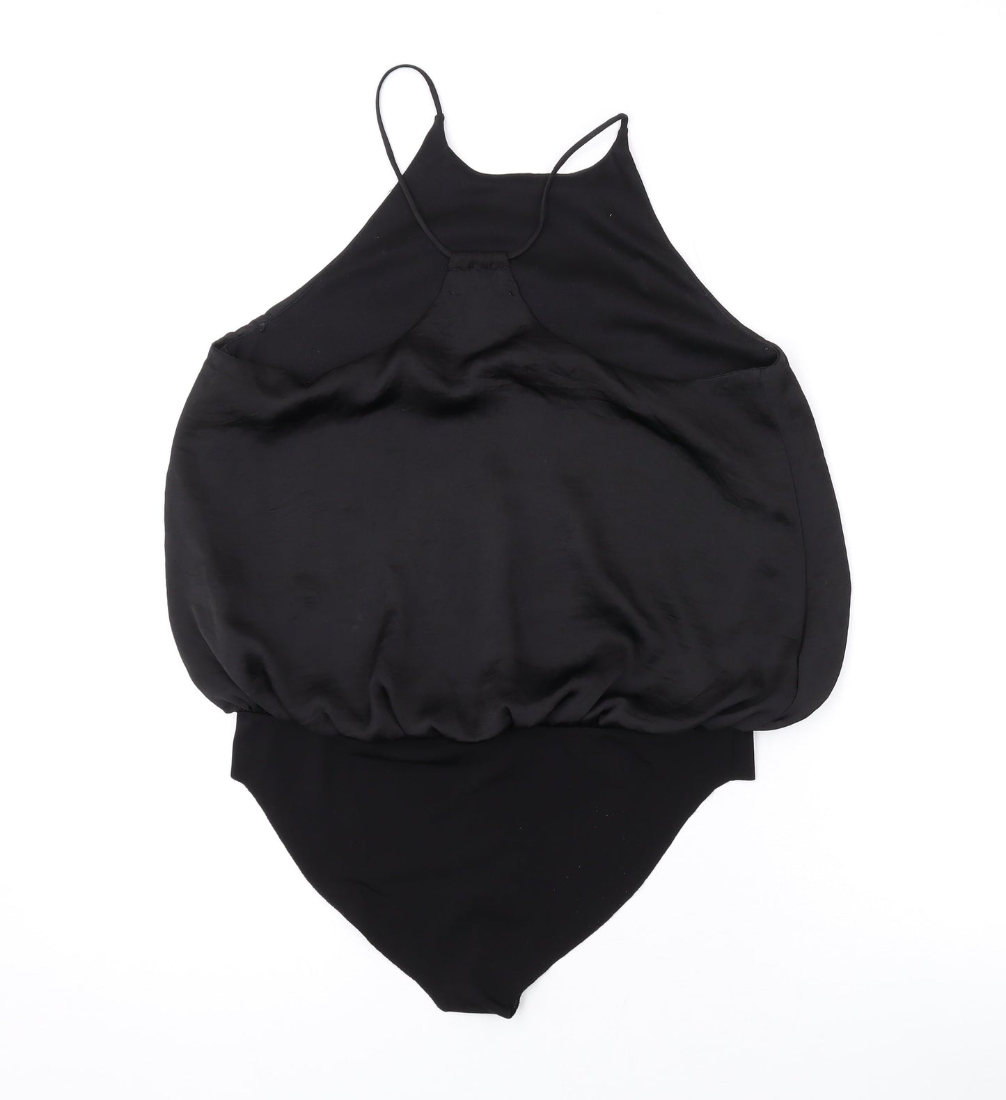 Zara Womens Black Polyester Bodysuit One-Piece Size M Snap