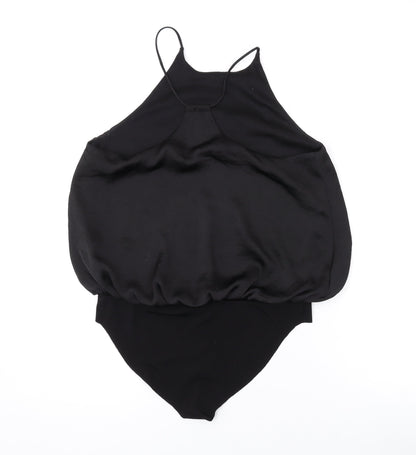 Zara Womens Black Polyester Bodysuit One-Piece Size M Snap