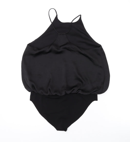 Zara Womens Black Polyester Bodysuit One-Piece Size M Snap