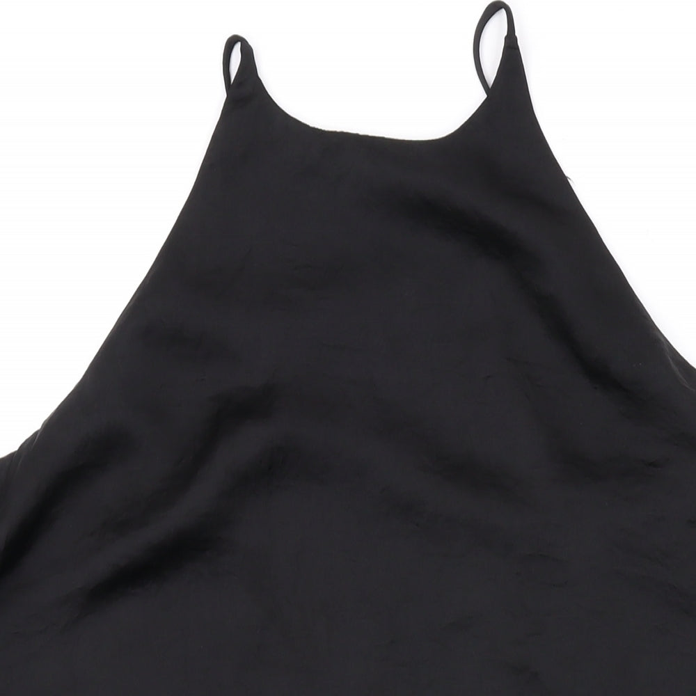 Zara Womens Black Polyester Bodysuit One-Piece Size M Snap