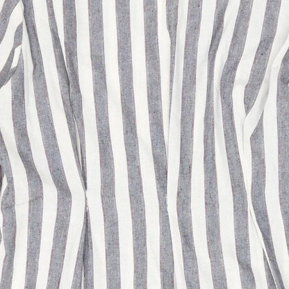 QED London Womens Grey Striped Polyester A-Line Size 10 V-Neck Button