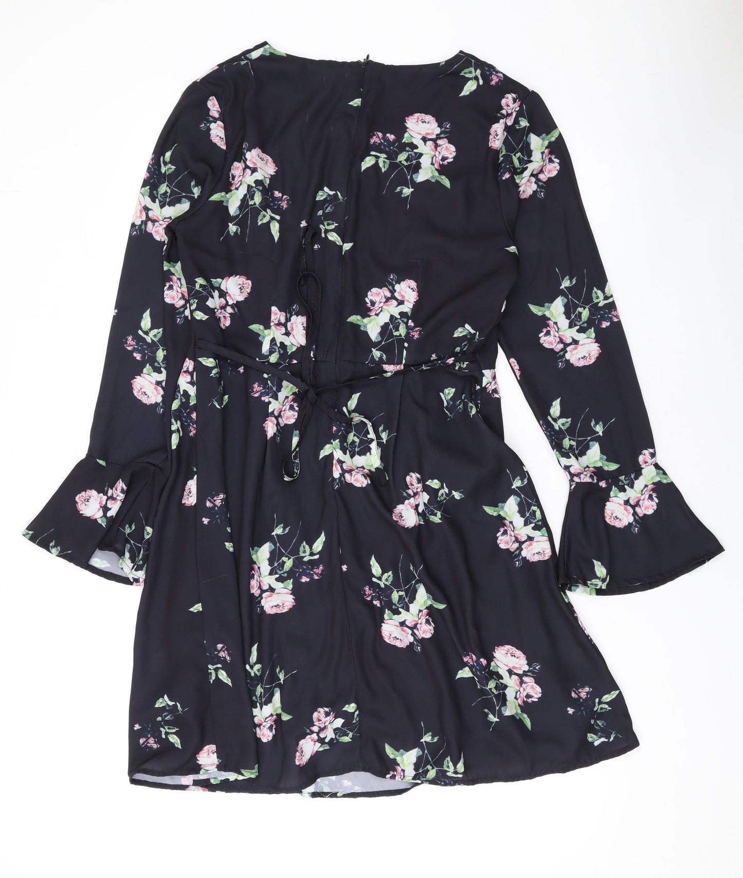 Angeleye Womens Black Floral Polyester A-Line Size 12 Scoop Neck Zip