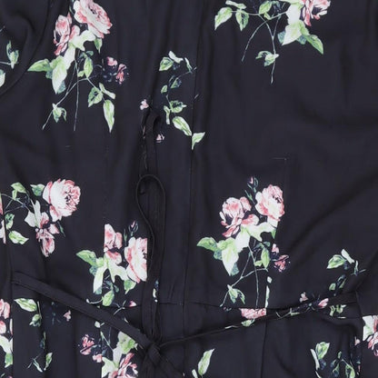 Angeleye Womens Black Floral Polyester A-Line Size 12 Scoop Neck Zip