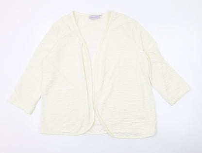 EWM Womens Ivory V-Neck Polyester Cardigan Jumper Size L