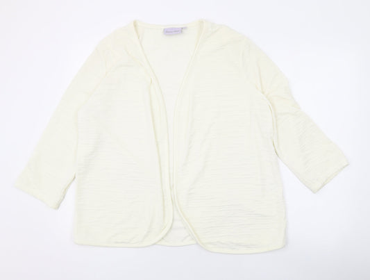 EWM Womens Ivory V-Neck Polyester Cardigan Jumper Size L