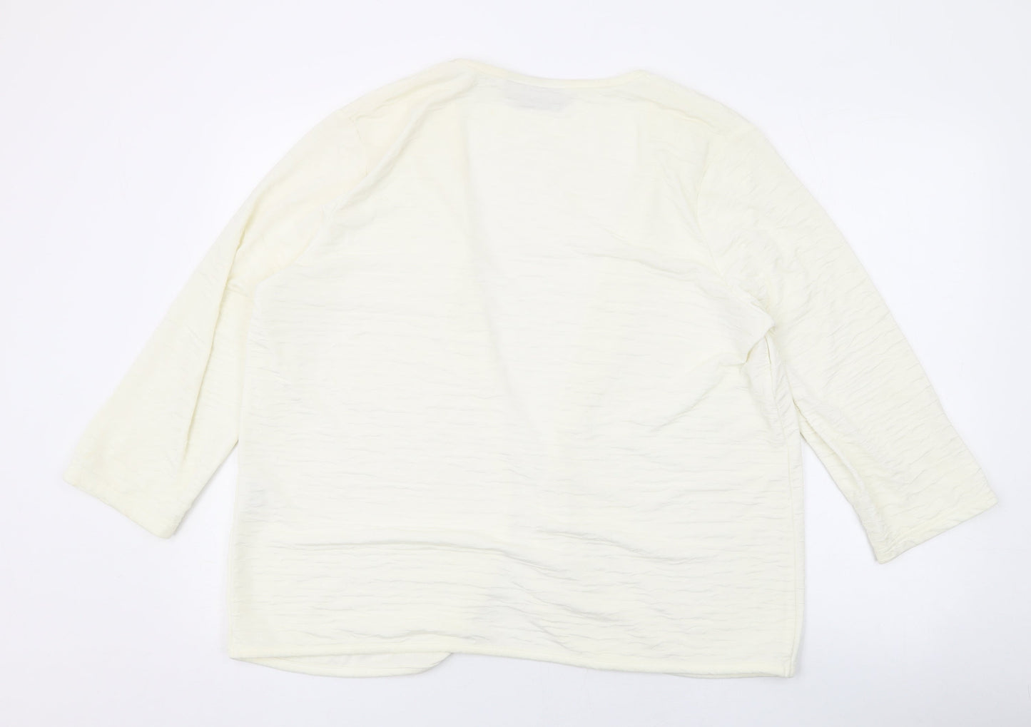 EWM Womens Ivory V-Neck Polyester Cardigan Jumper Size L