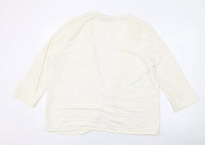 EWM Womens Ivory V-Neck Polyester Cardigan Jumper Size L