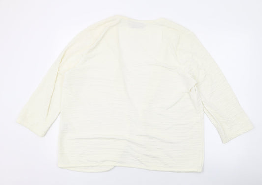 EWM Womens Ivory V-Neck Polyester Cardigan Jumper Size L