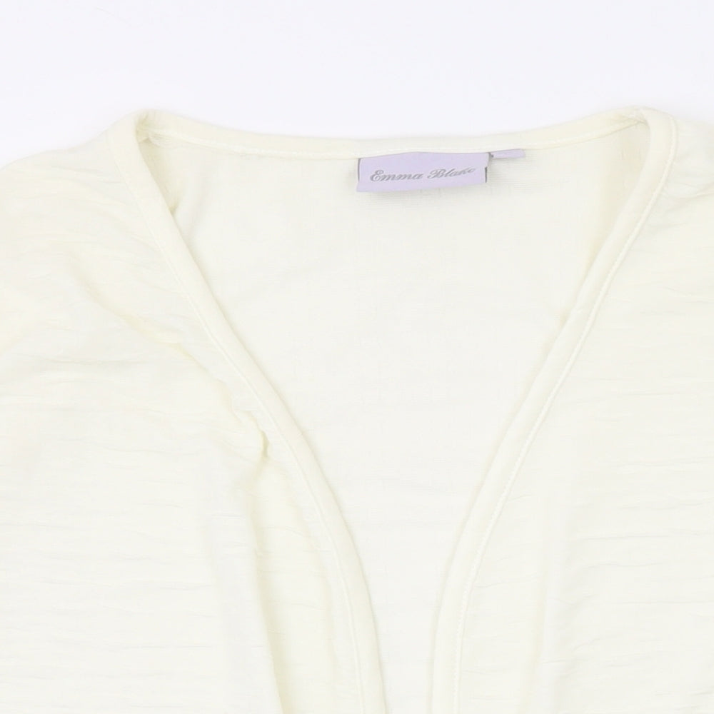 EWM Womens Ivory V-Neck Polyester Cardigan Jumper Size L