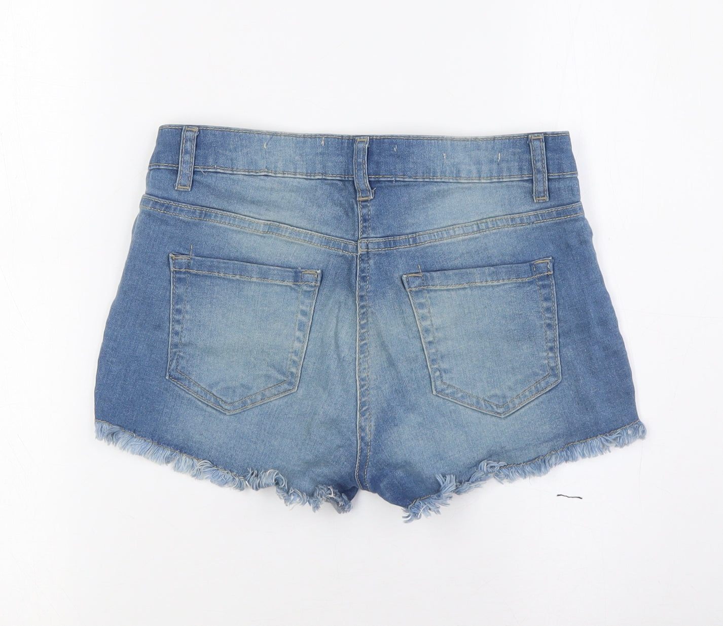 Parisian Womens Blue Cotton Basic Shorts Size 8 Regular Zip - Embroidery