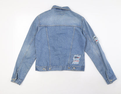 Zoe Womens Blue Jacket Size 10 Button