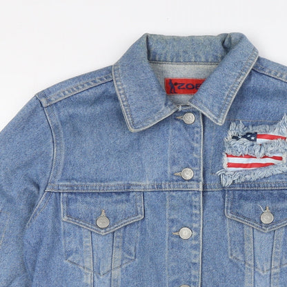 Zoe Womens Blue Jacket Size 10 Button