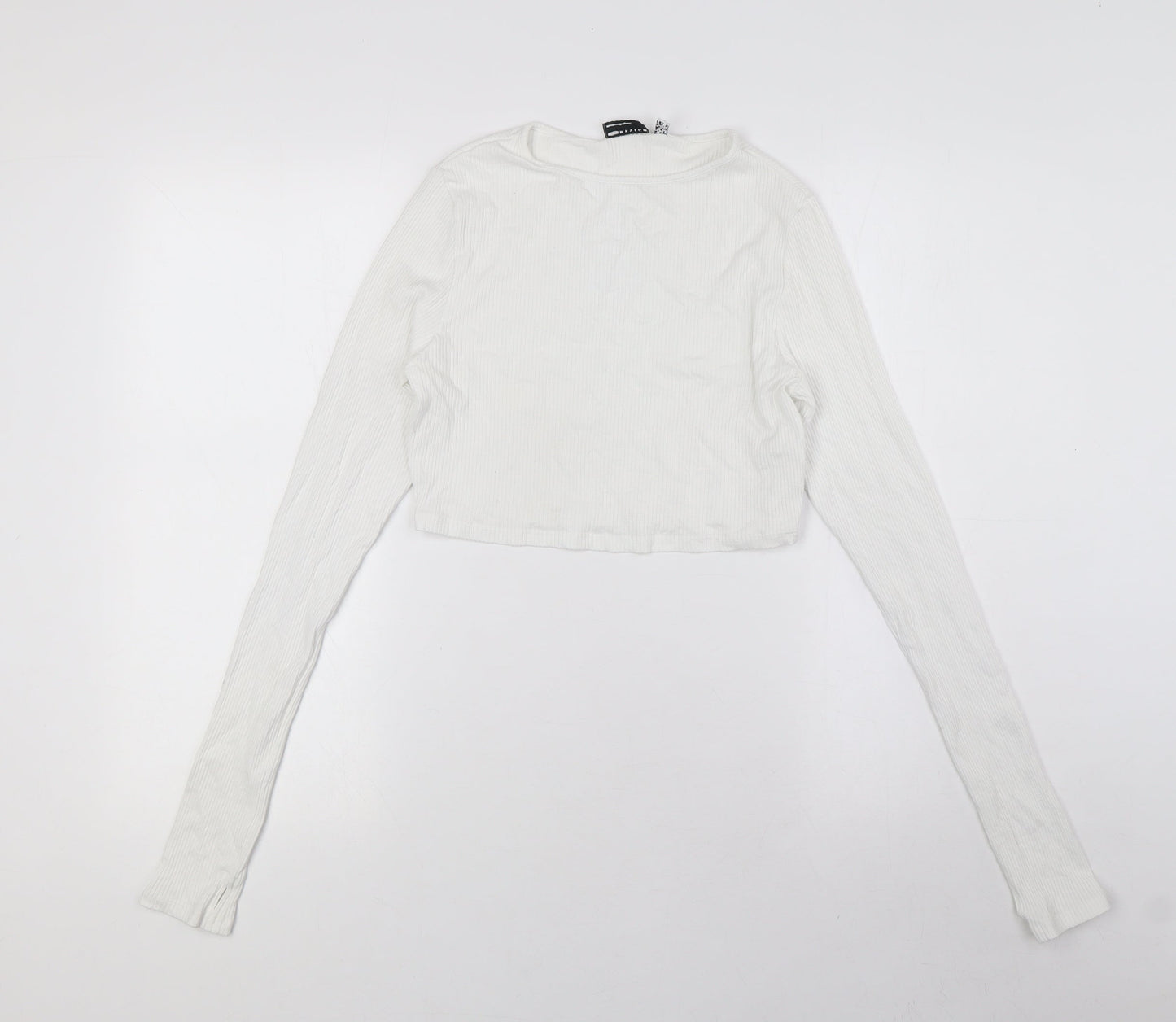 Womens UK Size 12 ASOS White Cropped T-Shirt