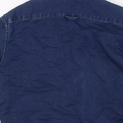 H&M Mens Blue Cotton Button-Up Size S Collared Button