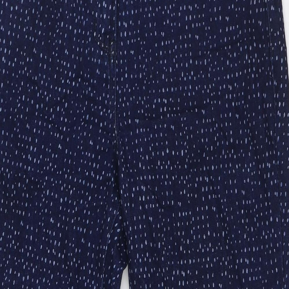 M&Co Womens Blue Cotton Straight Jeans Size 12 L31 in Regular Zip