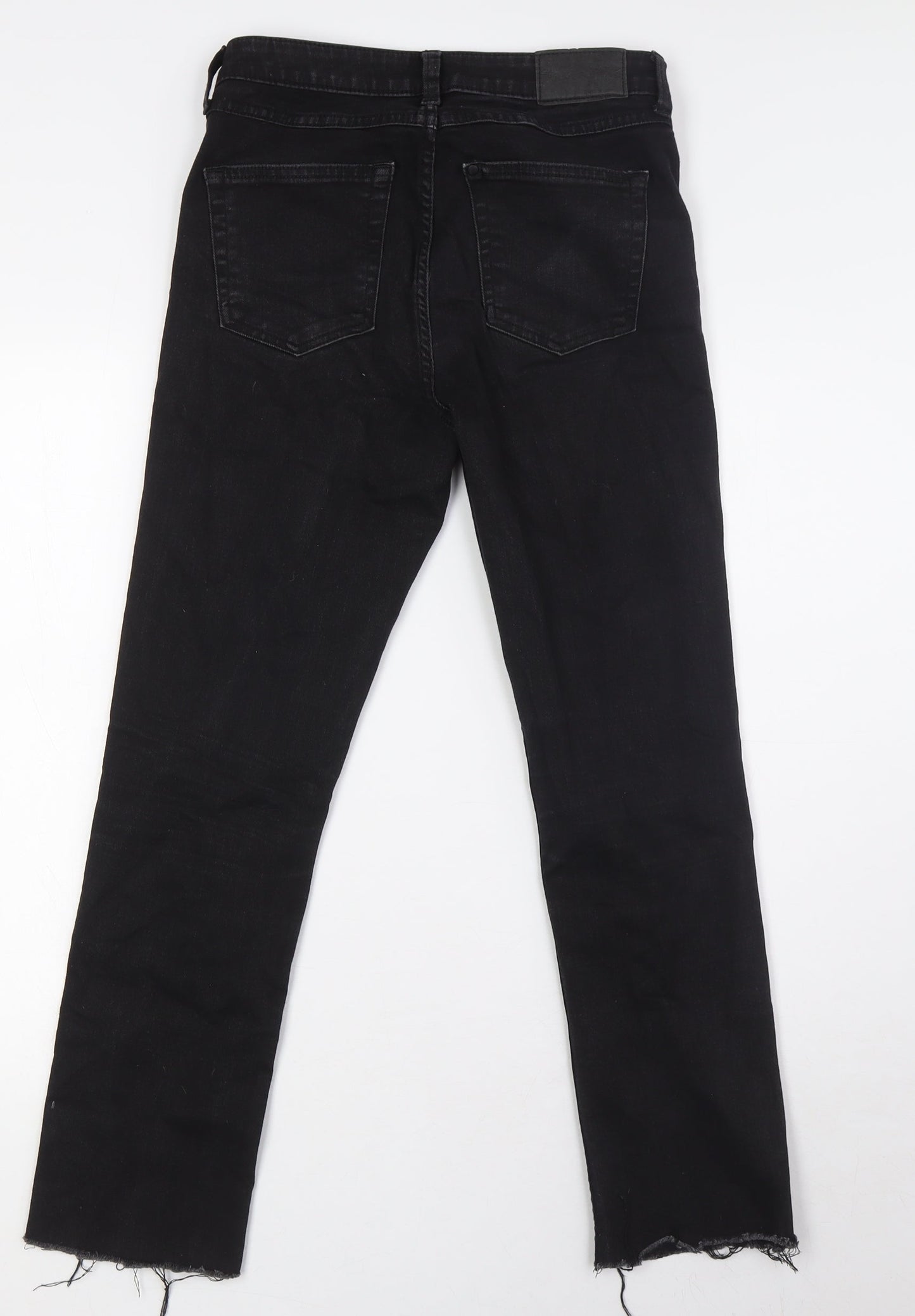&Denim Womens Black Cotton Straight Jeans Size 29 in L28 in Regular Zip - Raw Hem