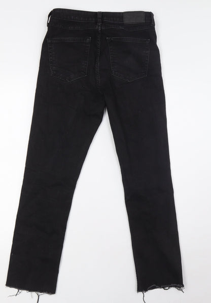 &Denim Womens Black Cotton Straight Jeans Size 29 in L28 in Regular Zip - Raw Hem