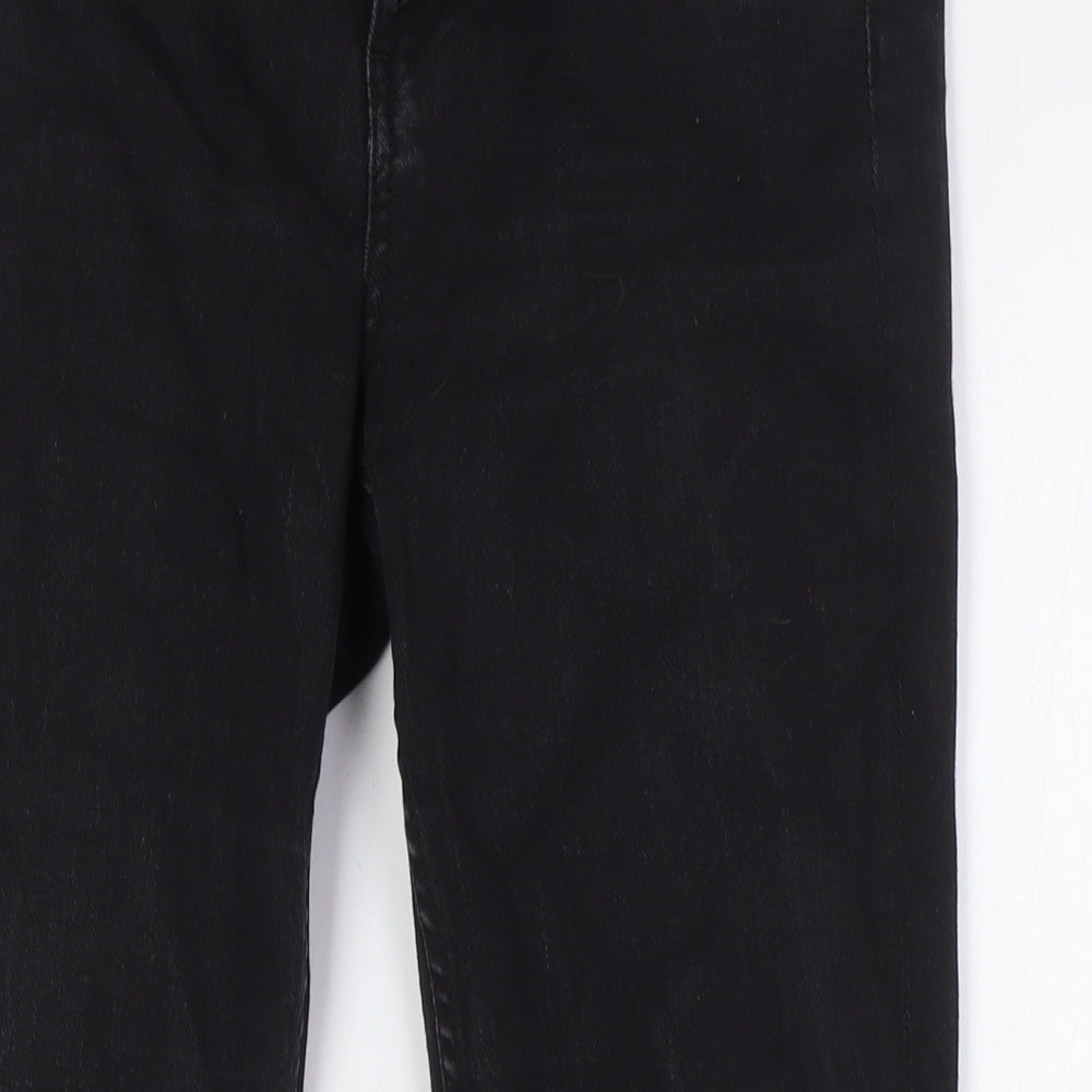 &Denim Womens Black Cotton Straight Jeans Size 29 in L28 in Regular Zip - Raw Hem