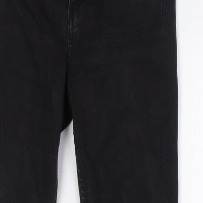 &Denim Womens Black Cotton Straight Jeans Size 29 in L28 in Regular Zip - Raw Hem