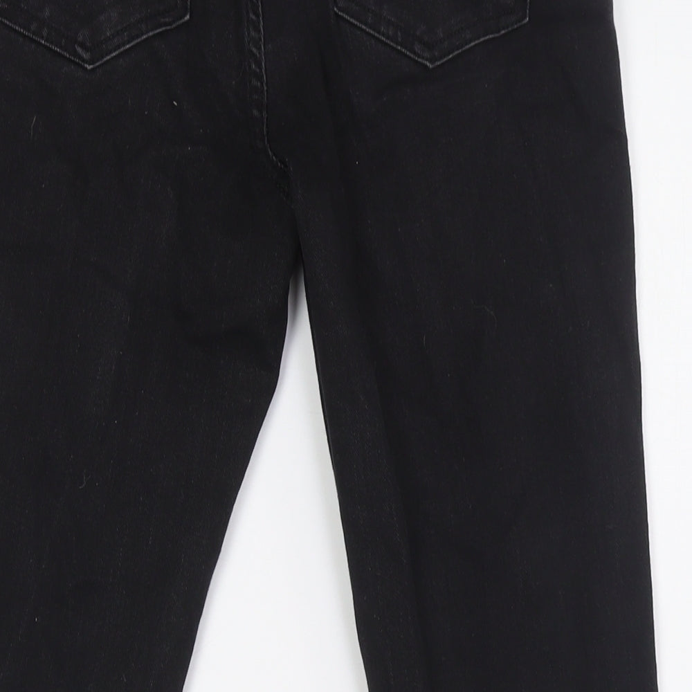&Denim Womens Black Cotton Straight Jeans Size 29 in L28 in Regular Zip - Raw Hem
