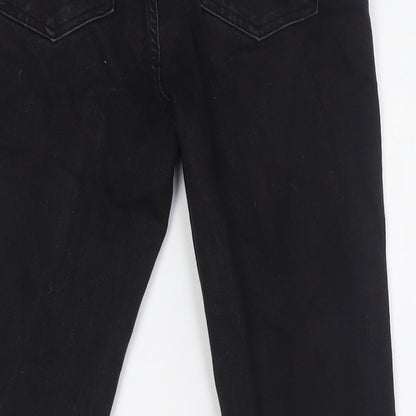&Denim Womens Black Cotton Straight Jeans Size 29 in L28 in Regular Zip - Raw Hem