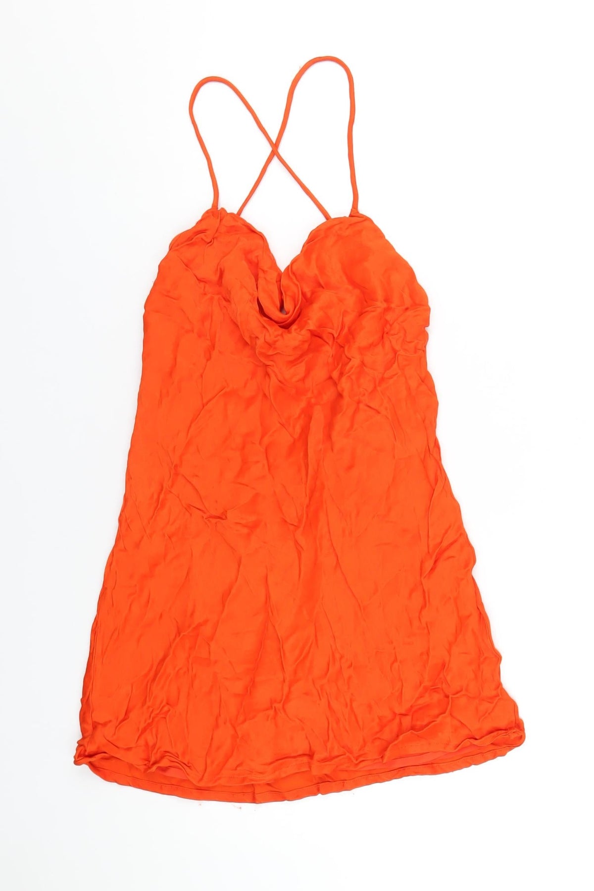 Zara Womens Orange Viscose Mini Size M Cowl Neck Pullover