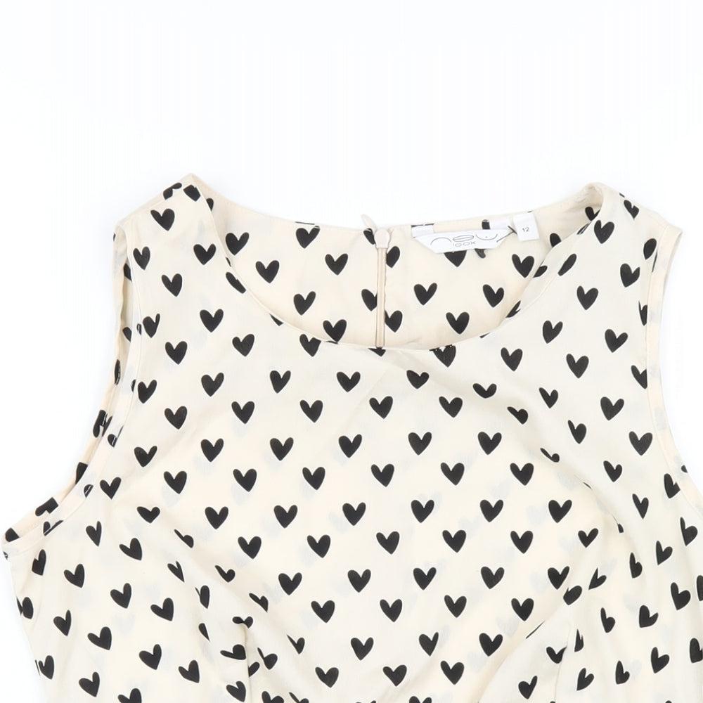 Womens UK Size 12 New Look Ivory Basic T-Shirt