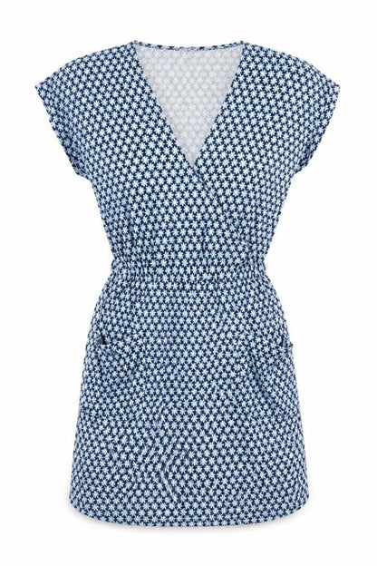 Baard Angels Womens Blue Floral Cotton A-Line Size 10 V-Neck Pullover