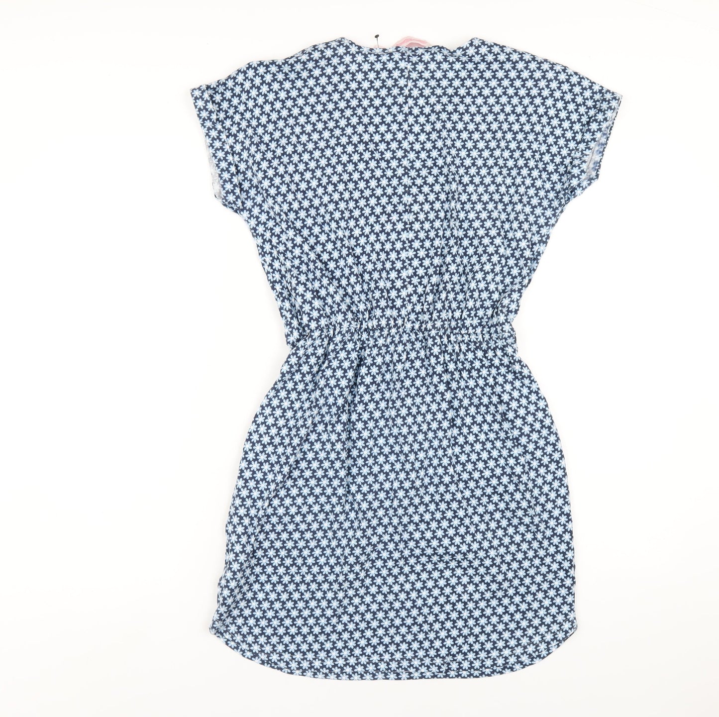Baard Angels Womens Blue Floral Cotton A-Line Size 10 V-Neck Pullover