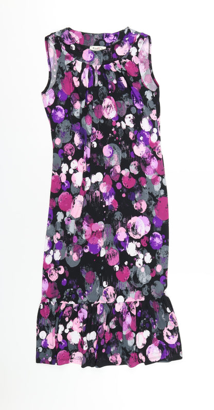 Kim & Co Womens Purple Floral Polyester Mermaid Size S Round Neck Pullover