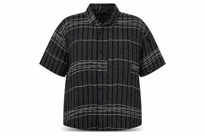 Gabicci Womens Black Geometric Viscose Basic Button-Up Size 2XL Collared