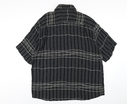 Gabicci Womens Black Geometric Viscose Basic Button-Up Size 2XL Collared