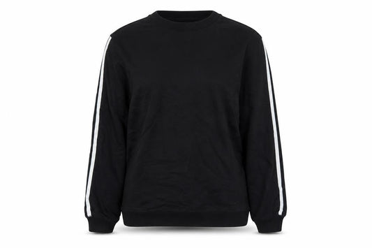 Front view of ASOS women’s black cotton pullover sweatshirt, size UK 10, pullover