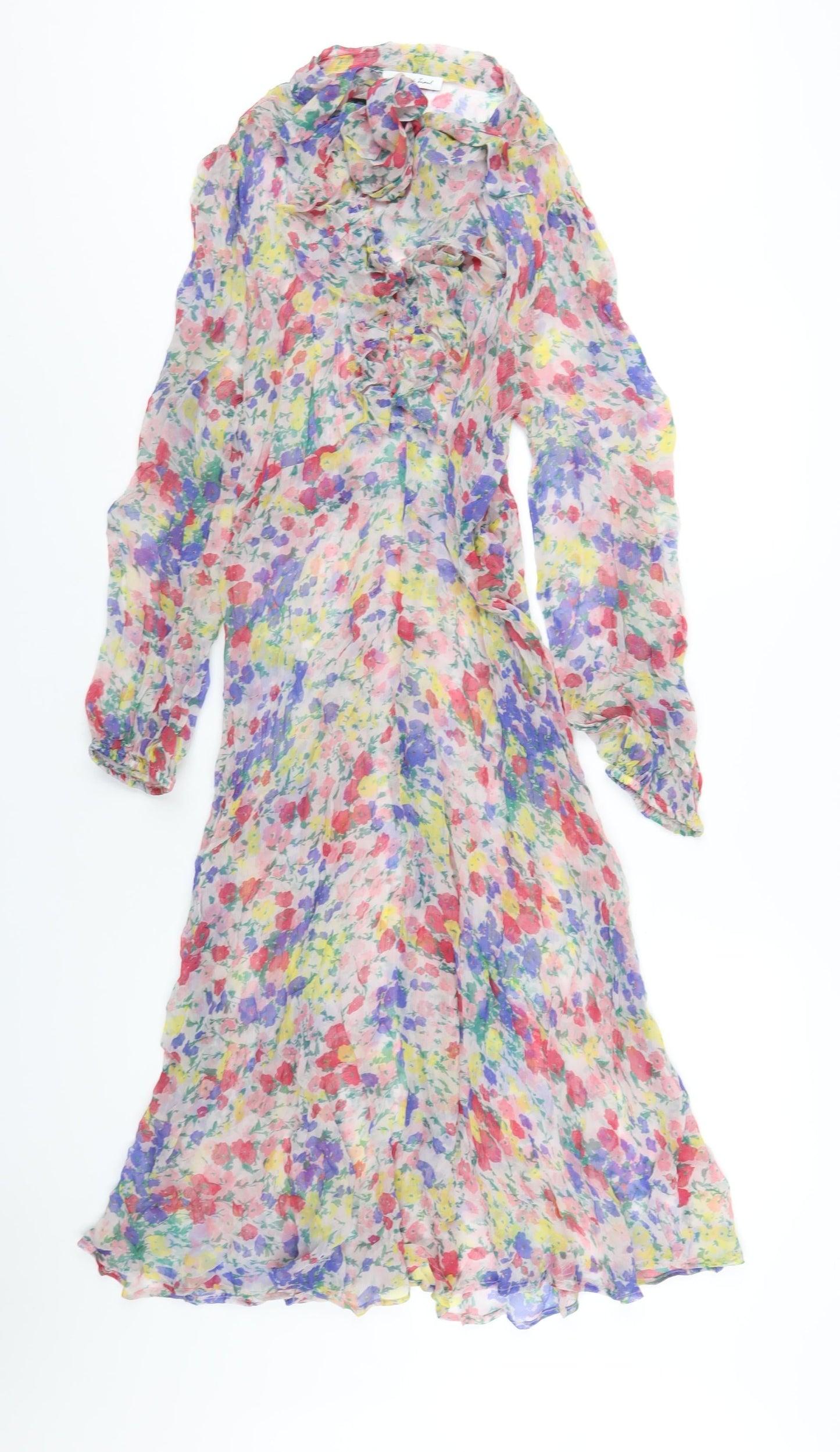 Lily & Lionel Womens Multicoloured Floral Viscose A-Line Size L Round Neck Pullover