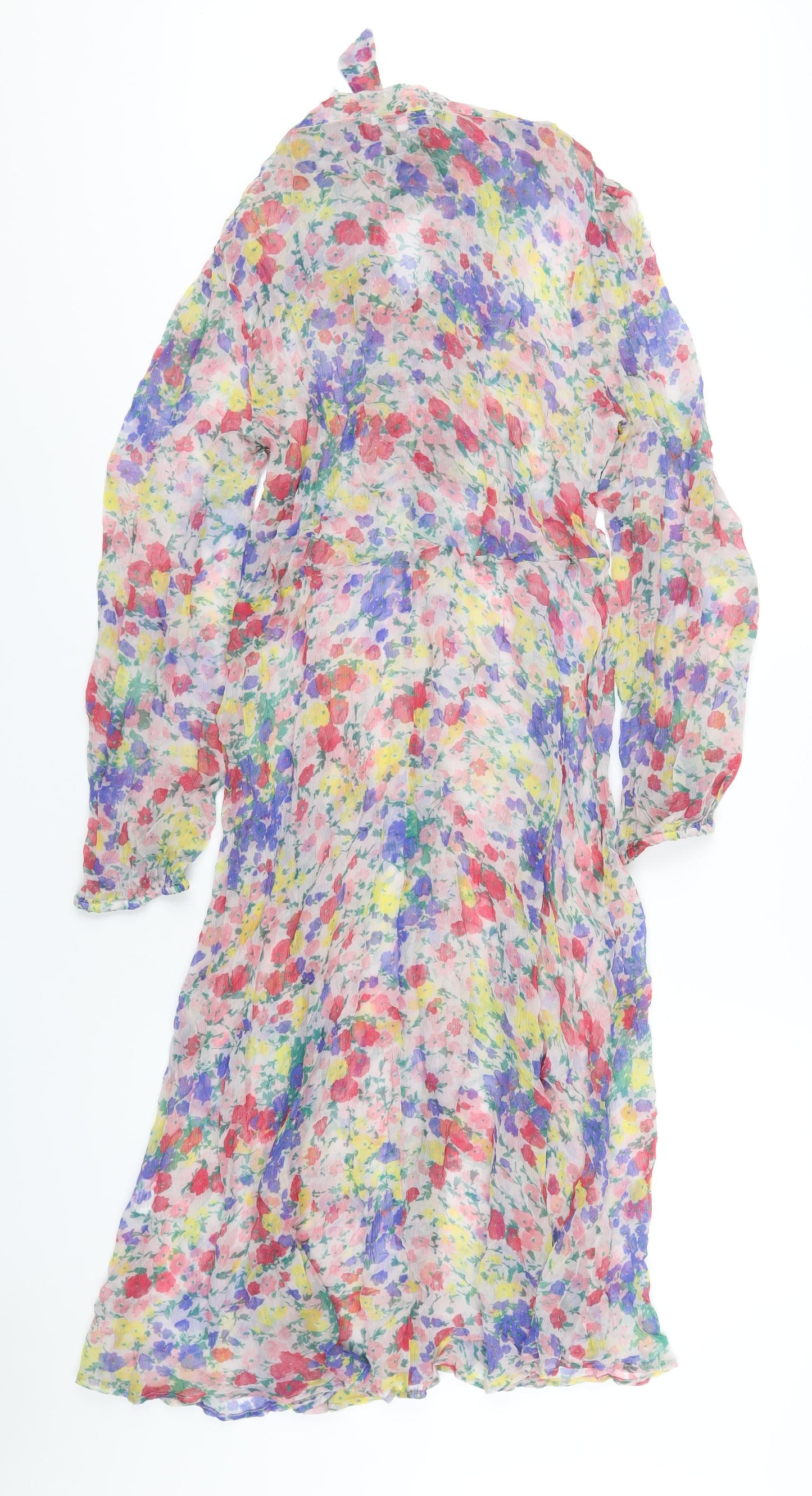 Lily & Lionel Womens Multicoloured Floral Viscose A-Line Size L Round Neck Pullover