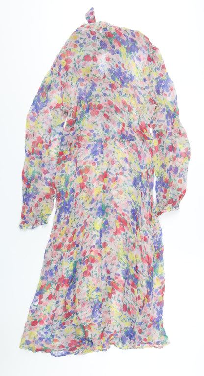 Lily & Lionel Womens Multicoloured Floral Viscose A-Line Size L Round Neck Pullover