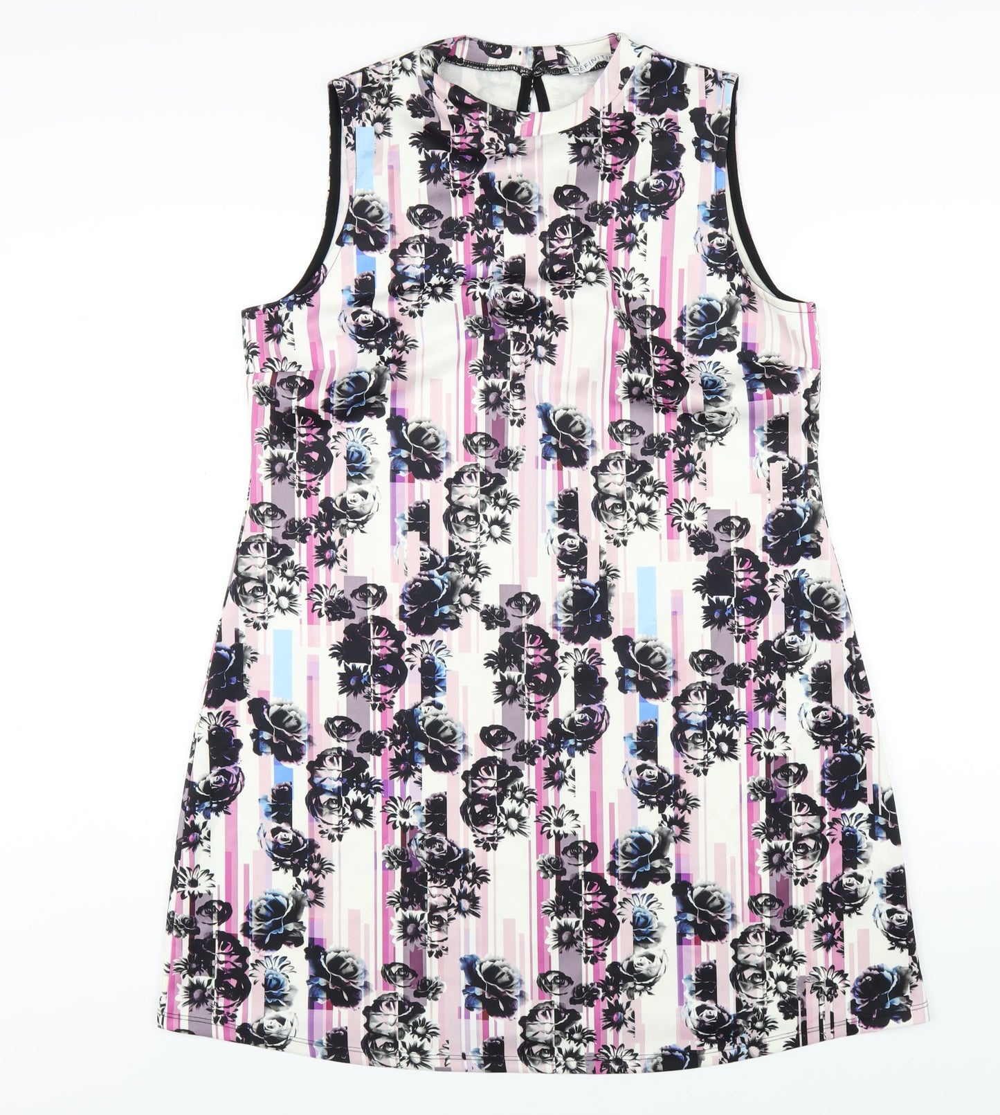 Definitions Womens Multicoloured Geometric Polyester A-Line Size 18 Round Neck Button