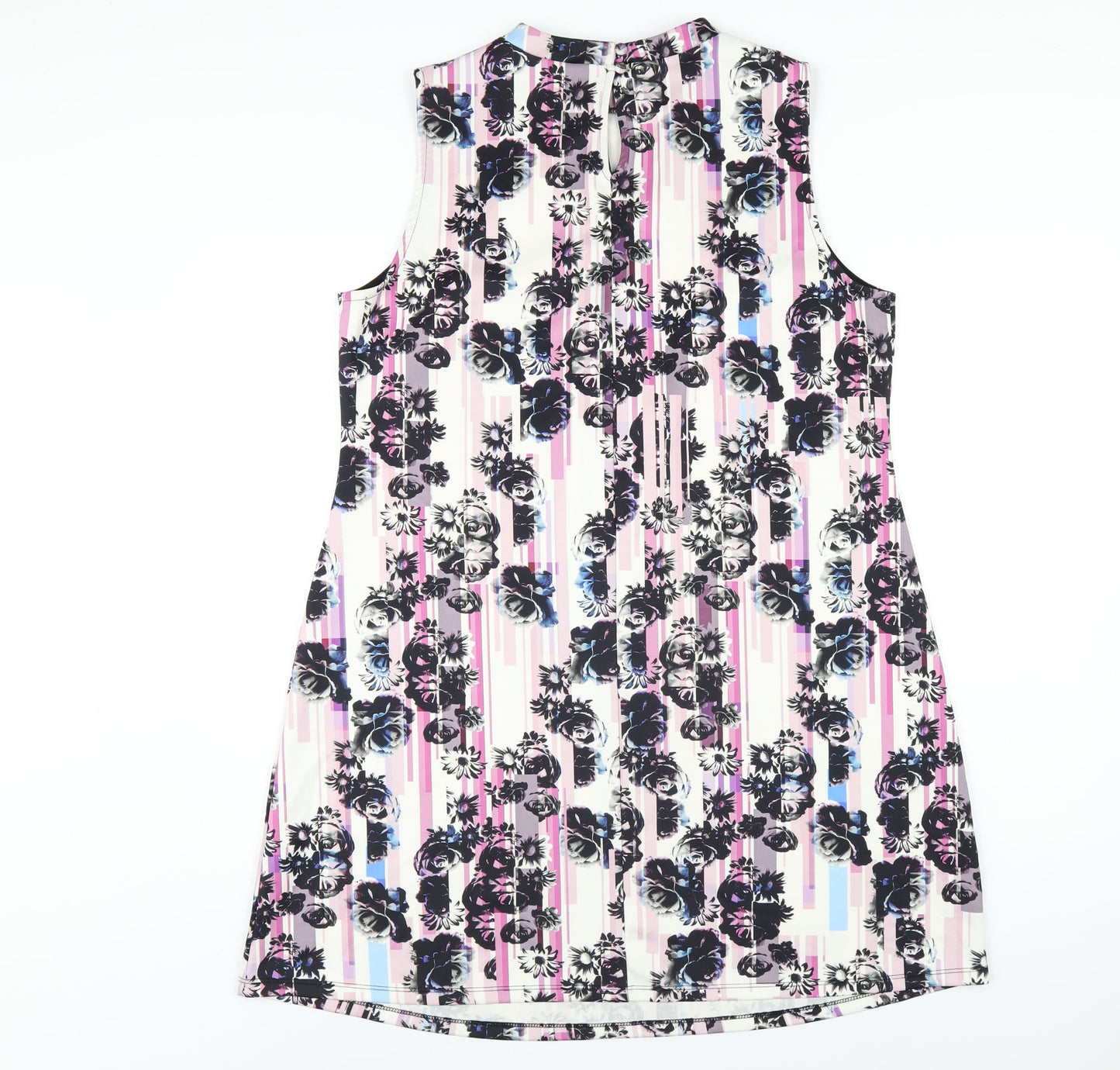 Definitions Womens Multicoloured Geometric Polyester A-Line Size 18 Round Neck Button