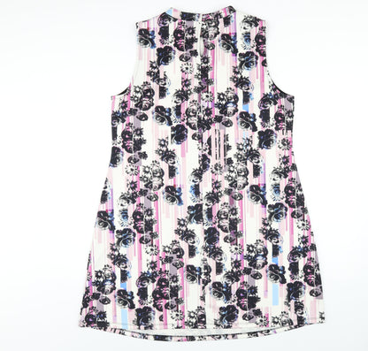 Definitions Womens Multicoloured Geometric Polyester A-Line Size 18 Round Neck Button