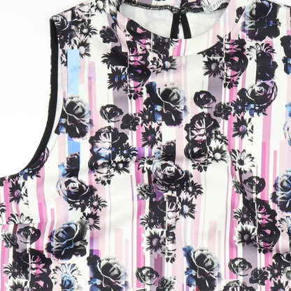 Definitions Womens Multicoloured Geometric Polyester A-Line Size 18 Round Neck Button