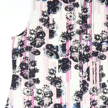 Definitions Womens Multicoloured Geometric Polyester A-Line Size 18 Round Neck Button