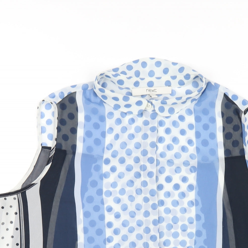 Womens UK Size 10 NEXT Blue Basic Button-Up