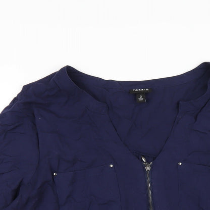 Torrid Womens Blue Viscose Basic T-Shirt Size 10 V-Neck